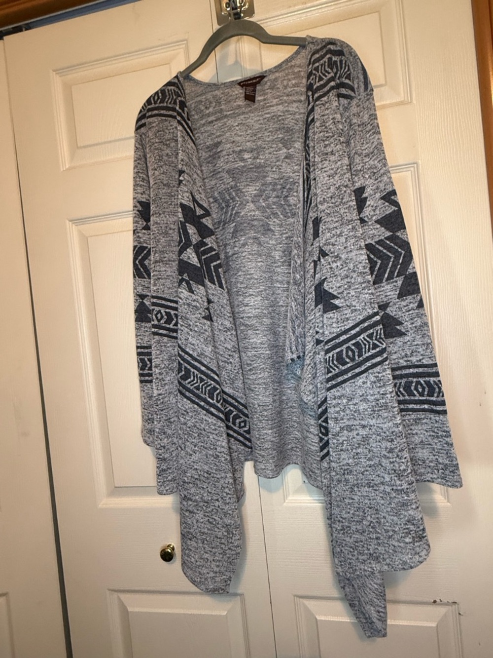 Bit & Bridle Heather Gray Open-Front Aztec Cardigan